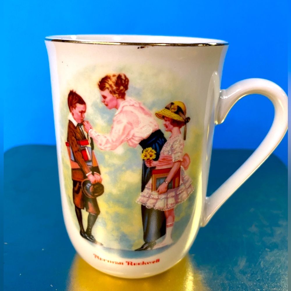 Norman Rockwell White Mug Vintage 1986 The First Day Of School